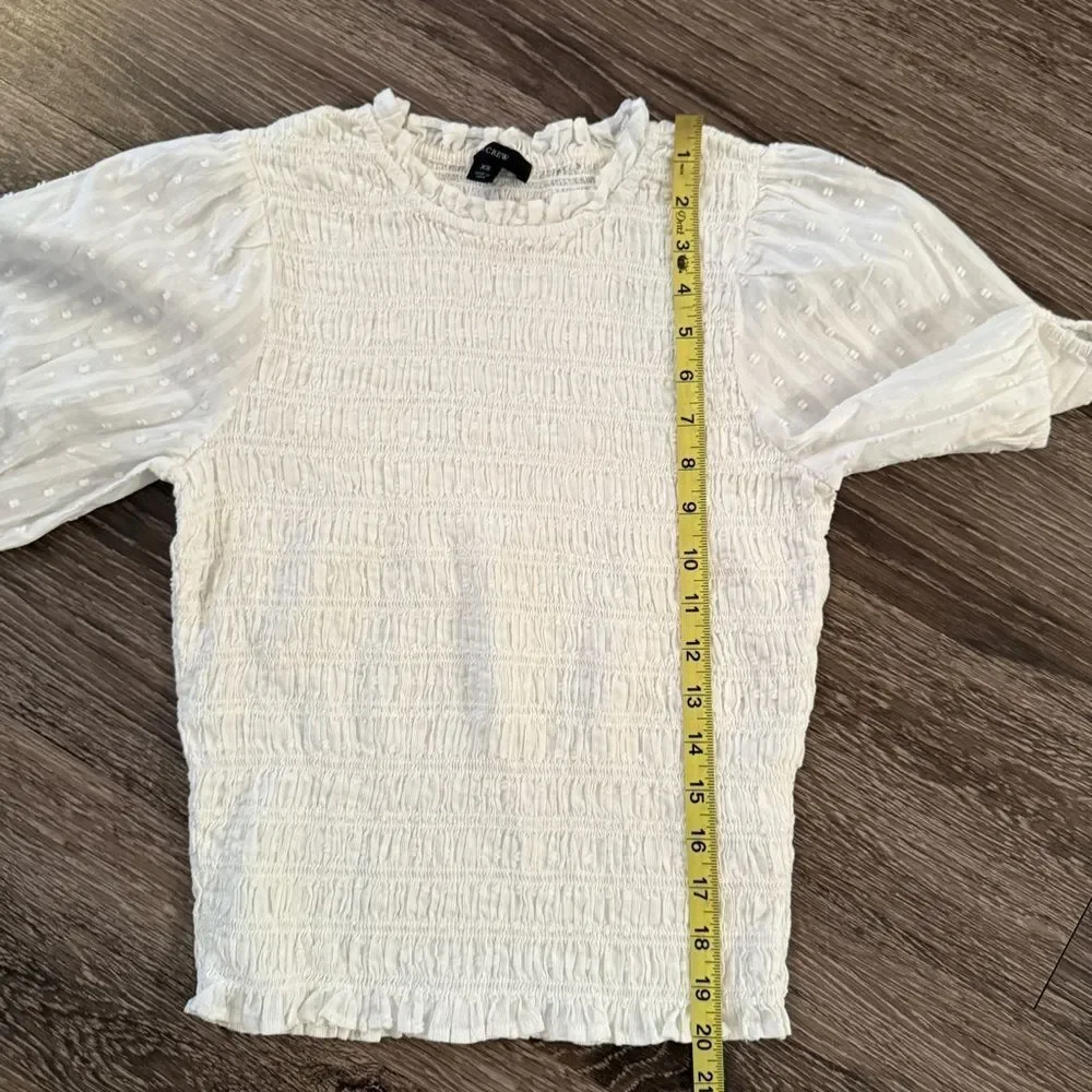 J. Crew Puff-sleeve textured voile smocked top